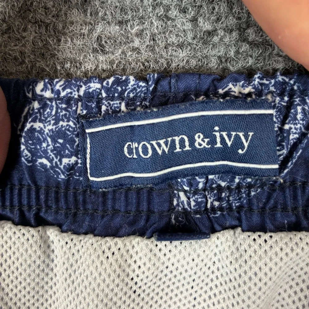 Crown & Ivy Mens Blue Pineapple Print Swim Trunks Board Shorts Small
